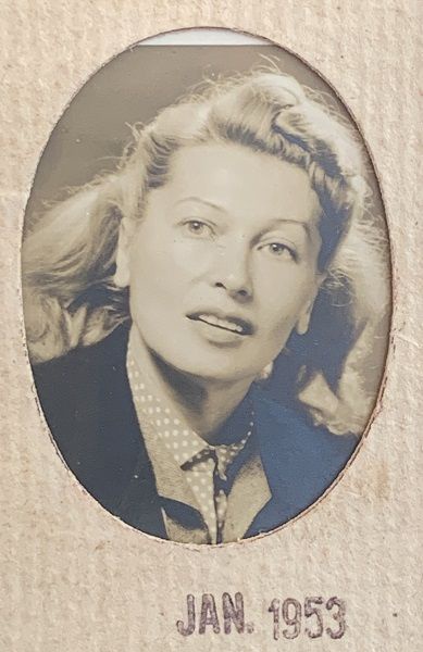 Ina Pasch w styczniu 1953 r. (z archiwum rodziny Scudderów)