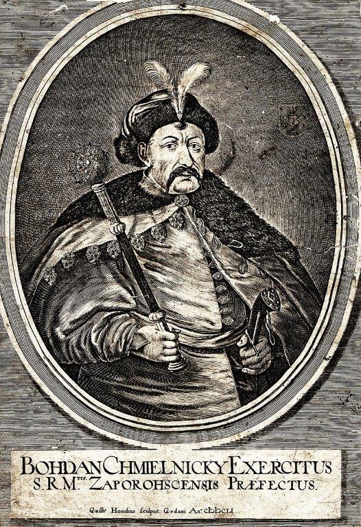 Bohdan Chmielnicki, miedzioryt Wilhelma Hondiusa z 1651 roku