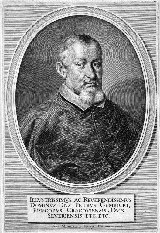 Biskup Piotr Gembicki na grafice Jeremiasza Falcka z ok. 1650 roku 